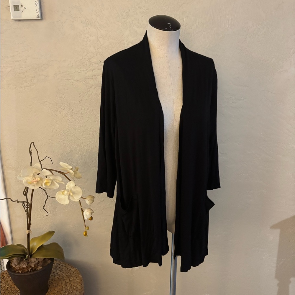 Women’s Amazon Black Open-Front Lightweight Cardigan Sz M NWT